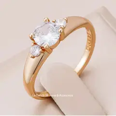 LA TIENDA 88 JOYAS Y ACCESORIOS - La Tienda 88 - Anillo De Compromiso Mujer Bañado Oro 18k - Blanco
