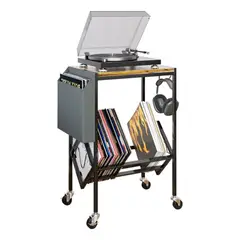 ANYHOGAR - Mesa De Soporte Tocadiscos Y Almacenamiento De Vinilos