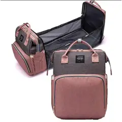 GENERICO - Mochila Bolso Pañalera Con Cuna Para Bebe 3 En 1 Palo Rosa