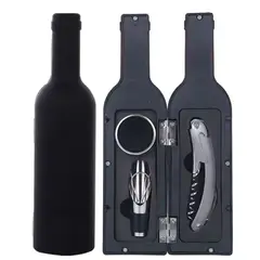 GENERICO - Set de 3 Piezas Abridor Sacacorchos para Vinos en Forma de Botella