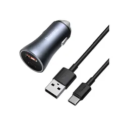 BASEUS - Cargador Para Auto 40W USB-C USB-A Cable 1M