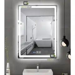 GREEN HOUSE - ESPEJO INTELIGENTE CHARLOTTES LED 3 TIEMPOS - RELOJ - ANTIEMPAÑO