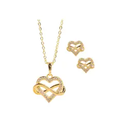 CLEO JOYAS & ACCESORIOS - Set Corazón Infinito Dorado Acero
