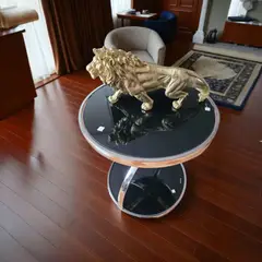 GENERICO - Mesa de Centro Redonda - Acabado Plateado Acero Inoxidable