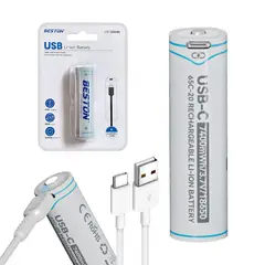 BESTON - Pila recargable 18650 3.7V 7400mWh con puerto Tipo-C