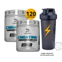 DRAGON - CREATINAS PHARMA DE 300gr 2und - CREATINAS MONOHIDRATADAS CON SHAKER