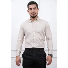 MEHIVIC - CAMISA SLIM FIT MICRO PUNTOS MANGA LARGA CUELLO CAMISERO