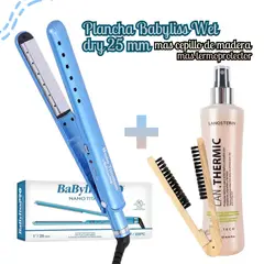 Babyliss Pro - Plancha Babyliss Wet dry 25 m + Cepillo + Termo protector