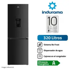 INDURA - Refrigeradora 320 litros Bottom Freezer Negro Indurama RI-639DN