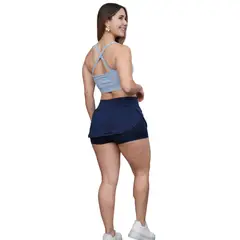 M MUSCLE MUSEUM - Short Falda Deportivo Color Azul Acero para Mujer