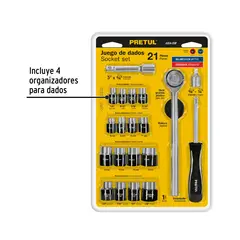 PRETUL - Juego de Herramientas 1/4" y 3/8" 21 Piezas 21162