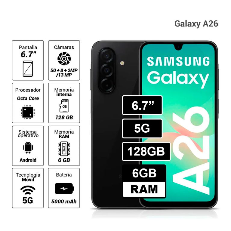 A26 5G 128GB - 6GB RAM NEGRO