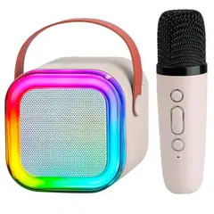 GENERICO - Mini Parlante Karaoke Portátil Bluetooth con Luces RGB + Micrófono