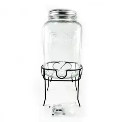 ICHIMATSU - Dispensador De Vidrio Con Base Tapa Plateada 5 Lt.