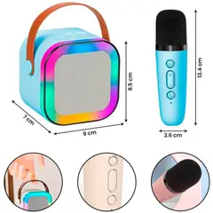 GENERICO - Mini Parlante Karaoke Portátil Bluetooth con Luces RGB + Micrófono