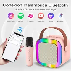GENERICO - Mini Parlante Karaoke Portátil Bluetooth con Luces RGB + Micrófono