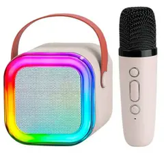 GENERICO - Mini Parlante Karaoke Portátil Bluetooth con Luces RGB + Micrófono