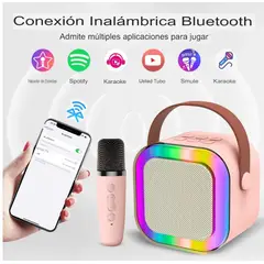 GENERICO - Mini Parlante Karaoke Portátil Bluetooth con Luces RGB + Micrófono