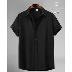 BENJAMIN RIVERO - Camisa negra seda hombre casual