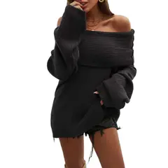 GIOIO - Camisa Premium Abrigada Liso Holgada Cuello Redondo Manga Larga​