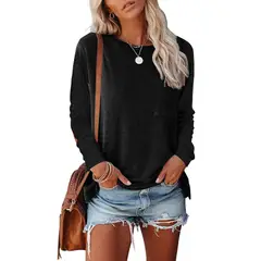 GIOIO - Camiseta Manga Larga Cuello Redondo Bolsillos Abertura Holgada​