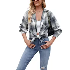 GIOIO - Camisa Cuadros Holgada Urbano Casual Figura Esbelta​