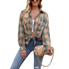 GIOIO - Camisa Cuadros Holgada Urbano Casual Figura Esbelta​