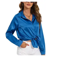 GIOIO - Camisa Satín Liso Manga Larga Premium​