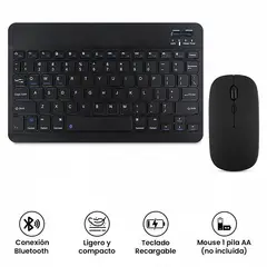 GENERICO - Kit de Teclado y Mouse Bluetooth NEGRO