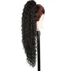 GENERICO - EXTENSIONES DE COLA DE FIBRA FUTURA RIZOS SOÑADOS DE 71CM DE LARGO Y 145GR CON 2 CLIP Y LIGA AJUSTABLE - NEGRO