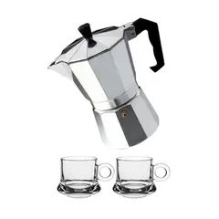 GENERICO - Kit cafetero moka italiana 6tz + 2 taza espreso