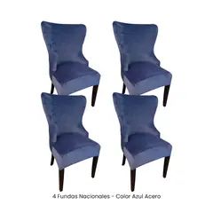 VIURE - 4 Fundas Nacionales de Terciopelo para Silla Princesa - Azul Acero