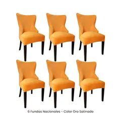 VIURE - 6 Fundas Nacionales de Terciopelo para Silla Princesa - Oro Satinado