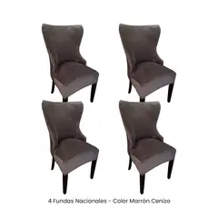 VIURE - 4 Fundas Nacionales de Terciopelo para Silla Princesa - Marrón Cenizo