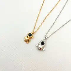 GENERICO - Collares Pareja Acero Astronauta y Nave 100 Idiomas Te amo
