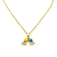 GENERICO - Collar de Acero Arcoiris Cristales 43 cm