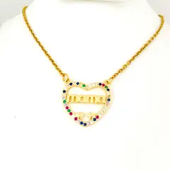 GENERICO - Collar acero dije corazón multicolor mamá