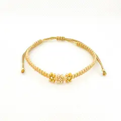 GENERICO - Pulsera de Hilo 3 Tréboles con Muranos y Billas de acero - Dorado