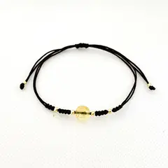 GENERICO - Pulsera de Hilo con Cuarzo Citrino y Billas de acero - Marrón