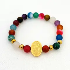 GENERICO - Pulsera Cuarzos Variados y Acero - Reyna