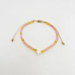 GENERICO - Pulsera Regulable Hilo Muranos Mostacillas y Acero - Carol