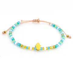 GENERICO - Pulsera Regulable Hilo Muranos Mostacillas y Acero - Brenda