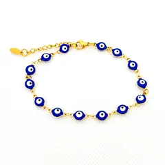 GENERICO - Pulsera de Acero con Ojos Turcos Azul