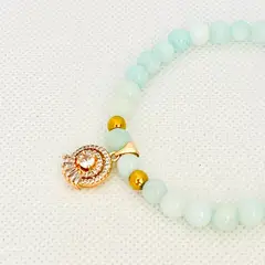 GENERICO - Pulsera hecha a mano con cuarzo agua marina y acero - Kely