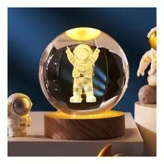 ROHS - ESFERA DE CRISTAL 3D Decorativa de Mesa LED Modelo Astronauta y Luna
