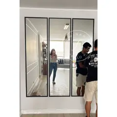 LUMINAR BRILLO & LUZ - Espejos rectangulares de 50x180cm marco negro