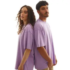GENERICO - POLO OVERSIZE BASICO MANGA CORTA UNISEX COLOR LILA