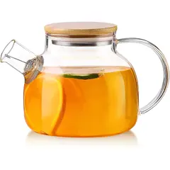 GENERICO - Infusora de cristal con tapa de bambú 1000 ml