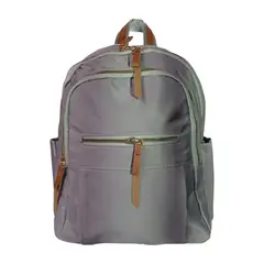 GENERICO - Mochila Elegante Microfibra Gris + Llavero de Regalo