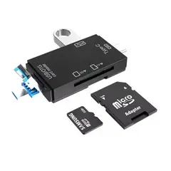 GENERICO - LECTOR TARJETAS MEMORIA SD TF USB TIPO C MICRO USB NEGRO